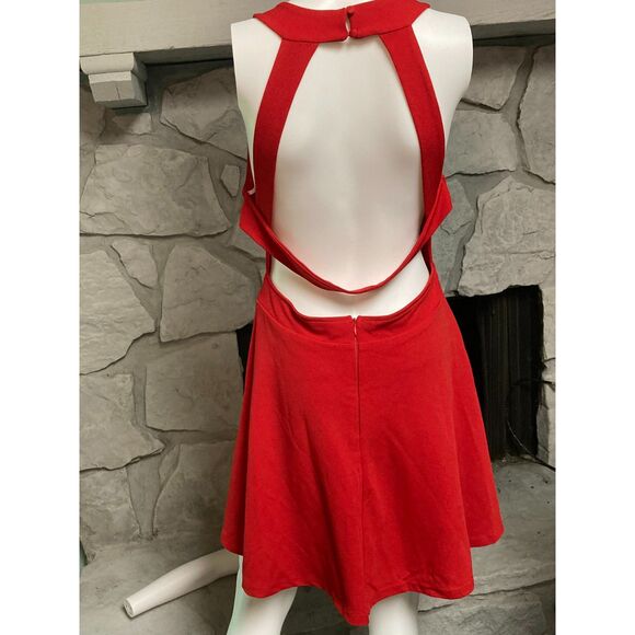 Lulu's Red Skater Mini Dress Size Large - Picture 2 of 4